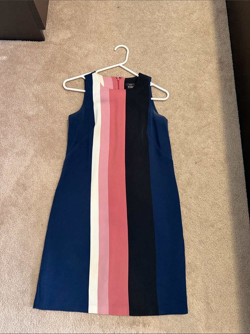 Ann Taylor Navy Sheath Dress with Pink, White & Black Stripes